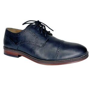 Johnston & Murphy Boys' Conard Leather Cap Toe Brogue Detail Oxfords 5.5M